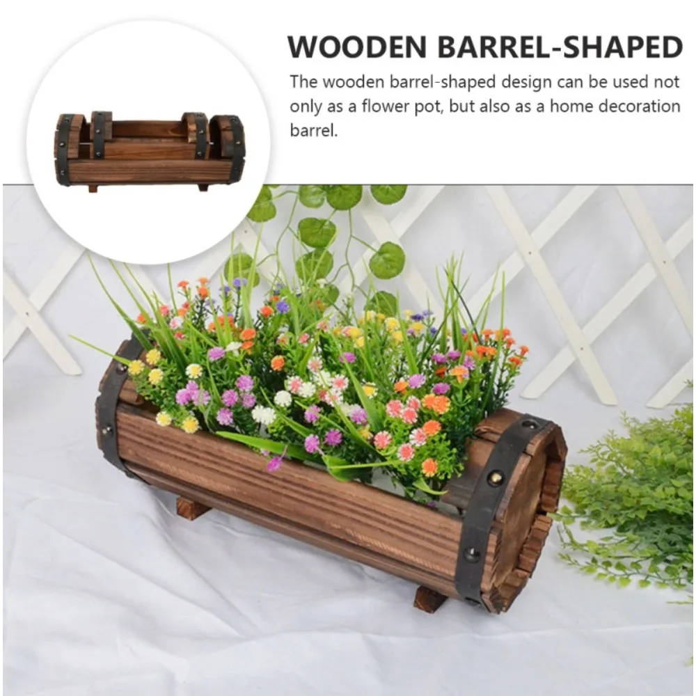 Wooden Flower Pot Outdoor Garden Decor Succulent Plant Potted Planter Succulents Pots Office Decor Flower Pot Planter