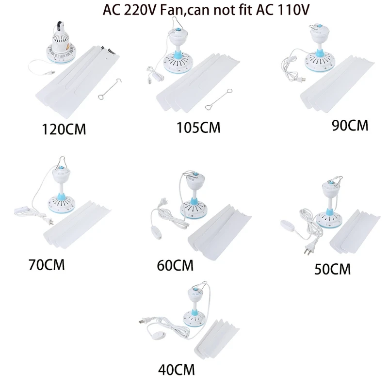 40cm 50cm 60cm 70cm 90cm 105cm 120cm AC 220V US wtyczka wentylator sufitowy wiszące wentylator z On off przełącznik do domu i więcej K1KF