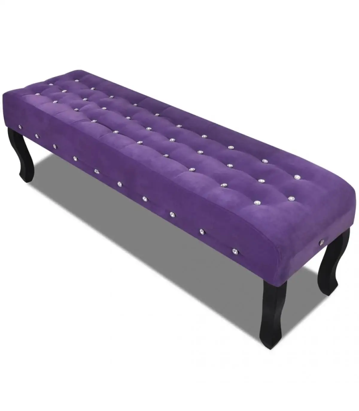 Benches for reception and storage purple velvet bench with glass buttons