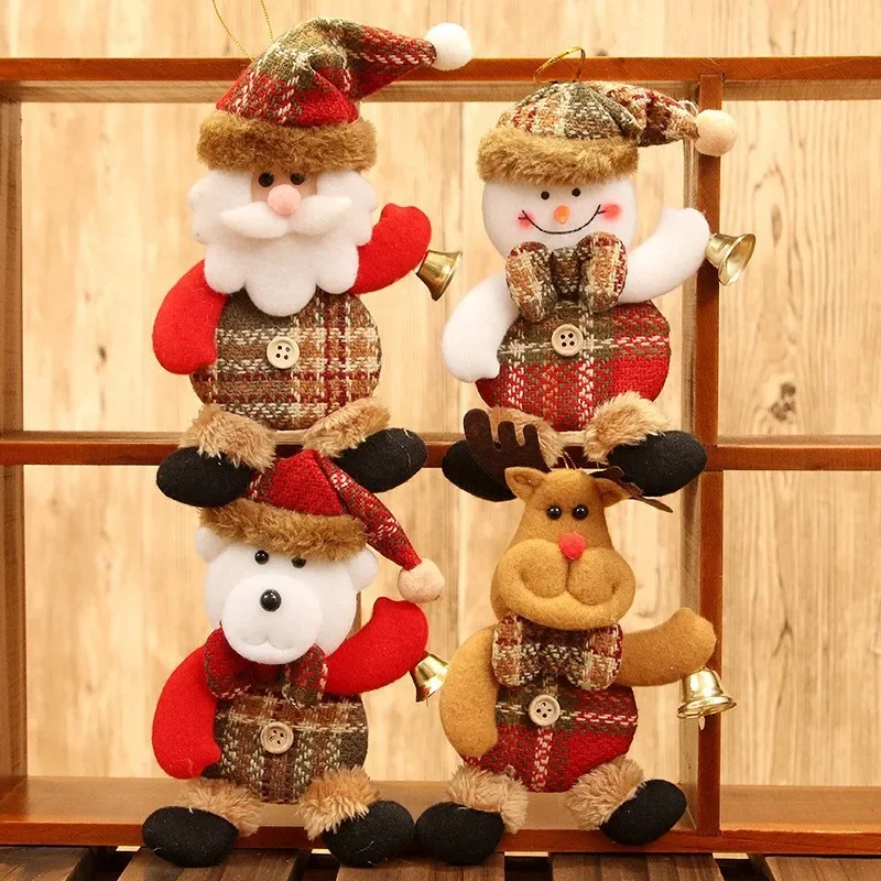 Cute Christmas Tree Decorations Bell Doll Ornaments 10x17CM Snowman, Santa Claus, Elk, Bear, Christmas Tree Decoration Pendants