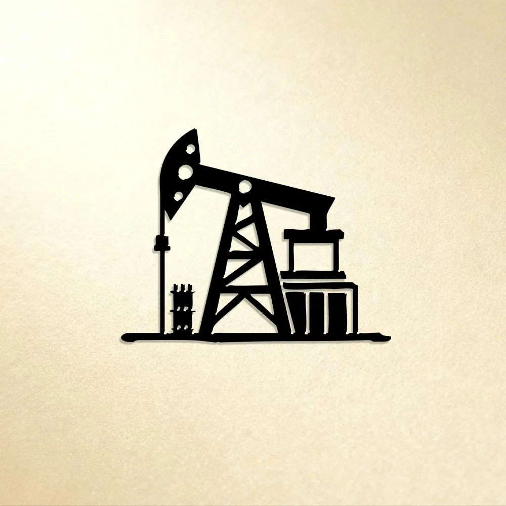 CIFBUY  2D Metal Oil Rig Wall Art Retro Industrial Drilling Platform Sculpture Heavy Iron Office Man Cave Decor for Engineer