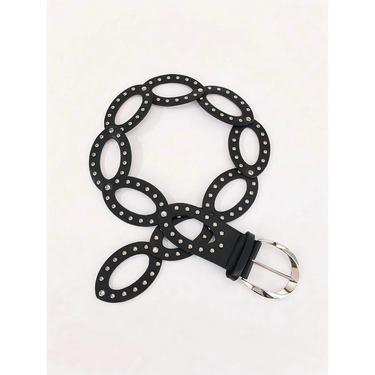 Flower Rivet Rhinestone Belt With A Broken Feeling Zinc Alloy Button Decoration Wide Version Of The Belt Jeans Waist Belt