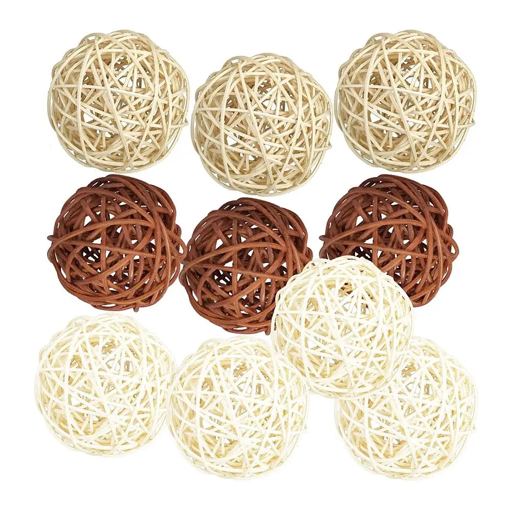 10pcs Multi-color Wicker Rattan Balls Table Wedding Party Christmas Decorative 5CM