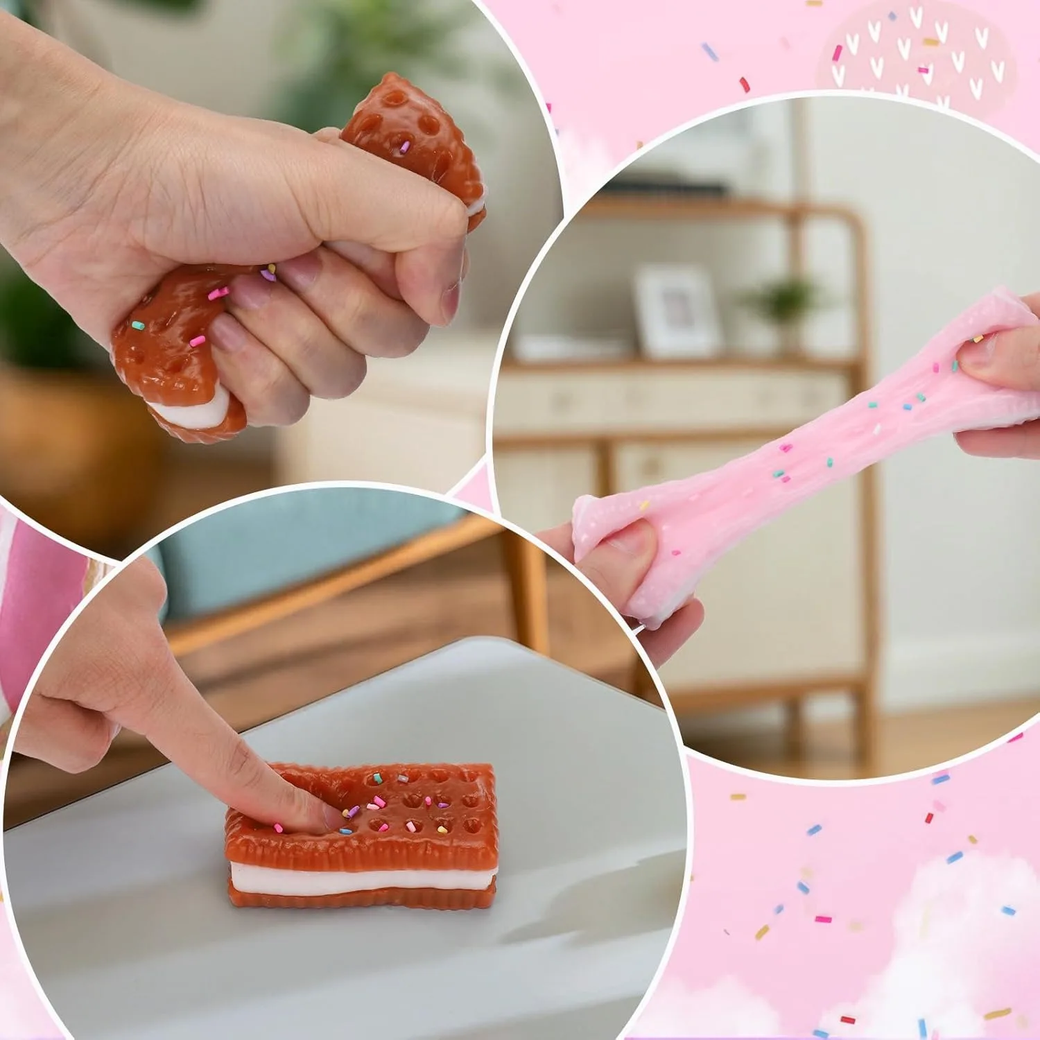 2個入り シリコン製 ストレス解消 スクイーズクッキー スクイーズ フィジェットトイ 超ソフト 握って遊べるおもちゃ 楽しい 減圧玩具