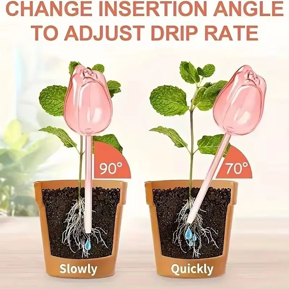 Tulip Shaped Plastic Self Watering Spikes Adjustable Drip Automatic Plant Waterer for Indoor Potted Plants Vacation Business