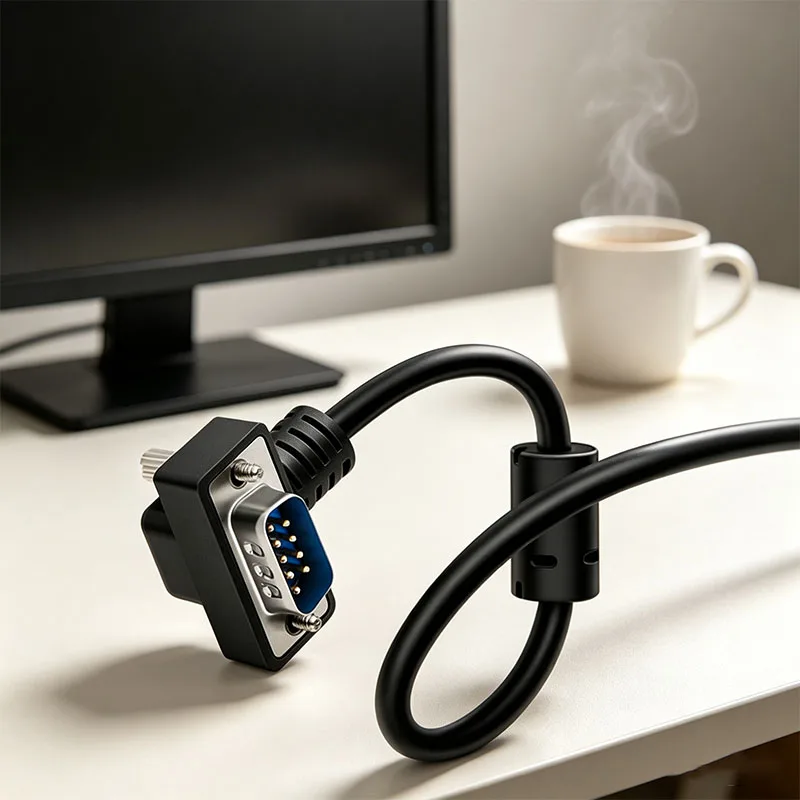 9-pin COM DB9 90/270 Pure Copper Serial Port Cable Elbow Degree RS232 Port Connection Cord Male to Male to Female Extension Line