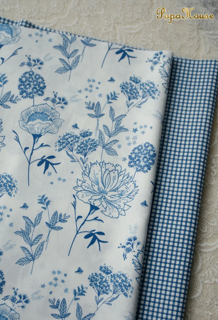 160x50cm Custom Classical Blue White Porcelain Twill Cotton Fabric Tablecloth Background Cheongsam Clothing Handmade Diy Cloth