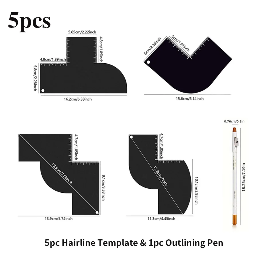 5pcs Hairline Enhancement Card Set for Men Beard Styling Edge Definition Tools with Measurement Tools And Outlining Pen