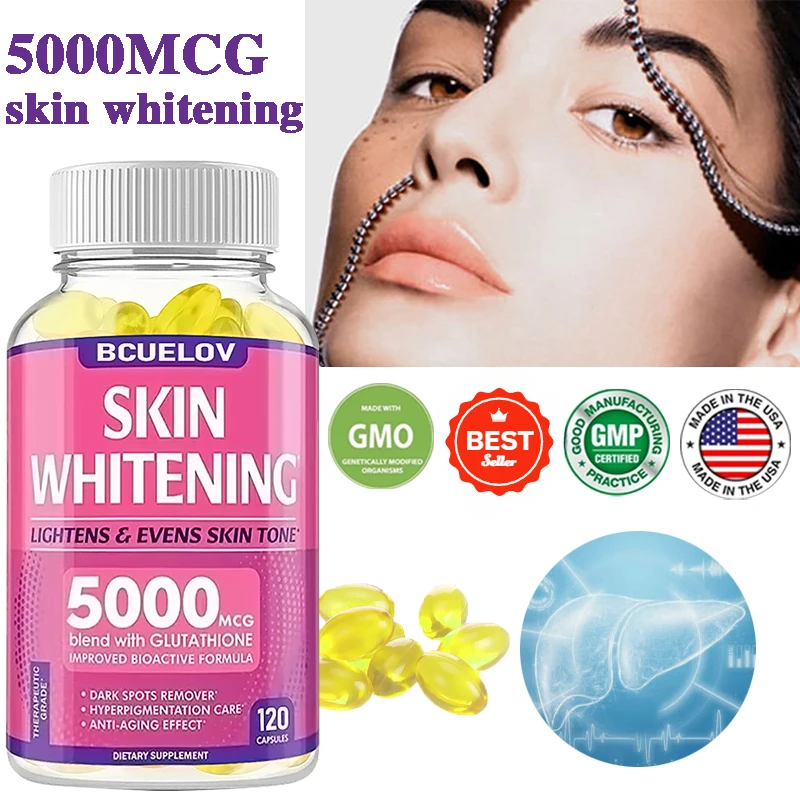 Skin Whitening Capsules - Glutathione Supplements - Smooth Skin, Anti-Aging, Antioxidant, Immunity