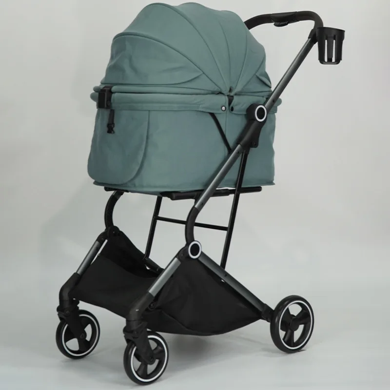Quick Shipping Adjustable Comfortable 4-Wheel Dog Stroller For Small Dogs Lightweight Detachable Carrier Iron PA Material 25kg