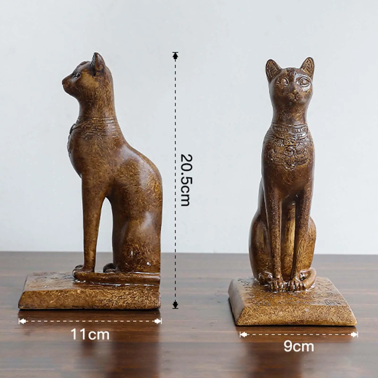 2Pcs Egyptian Cat Statues Bookends Vintage Book Shelf Holders Book Supports for Bookshelf Bar Office Bedroom Home Decoration