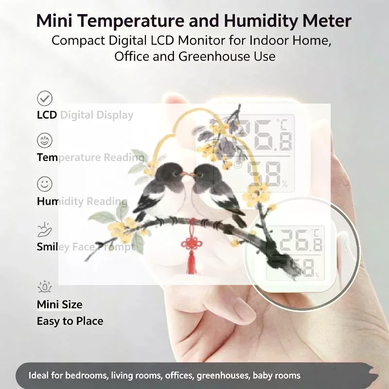 Temperature Gauge Mini LCD Digital  Hygrometer Indoor Room Temperature Humidity Meter Sensor Gauge Weather for Home