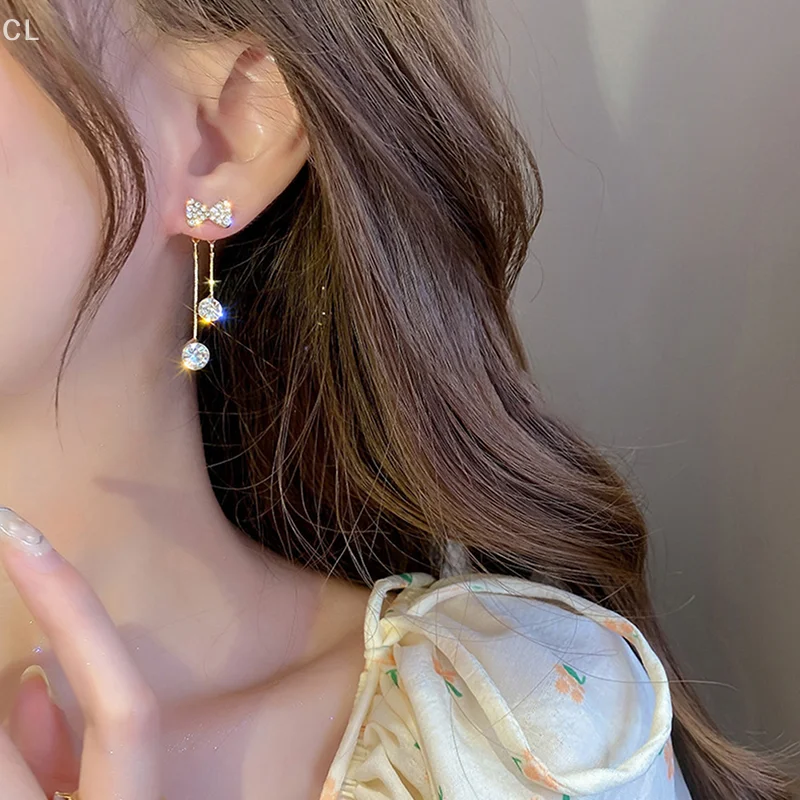 S925 الفضة إبرة مزاجه شرابة طويلة العصرية تصميم الأزياء الكامل من حجر الراين أقراط مجوهرات الحفلات هدايا رائعة #5