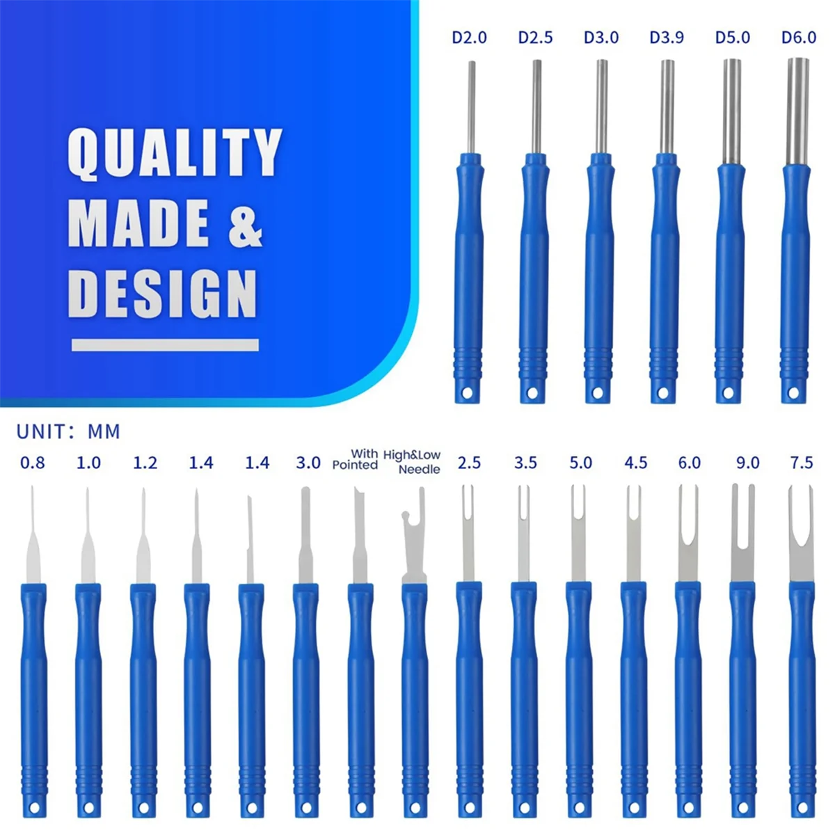 Activity 21Pcs Car Terminal Removal Tool Kit Cable Plug Remove Puller Electrical Wire Crimp Connector Pin Extractor Blue