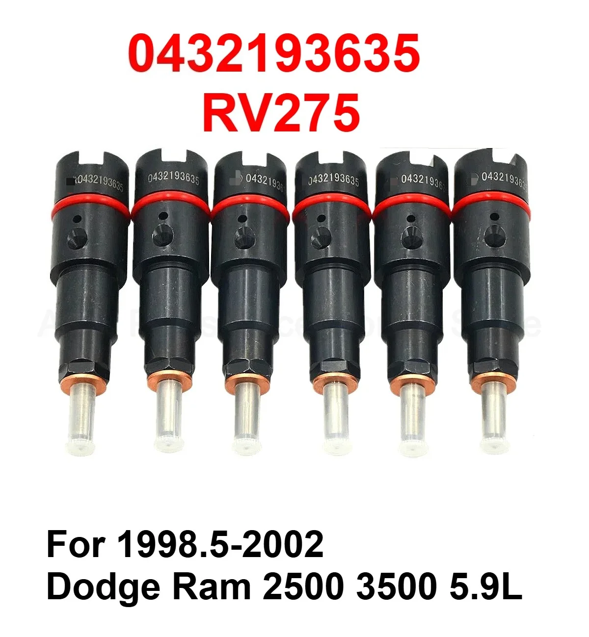 

6pcs 0432193635 RV275 New Diesel Fuel Injectors For 1998.5-2002 Ram 2500 3500 Cummins 5.9L Diesel 40-50 Hp High Quality