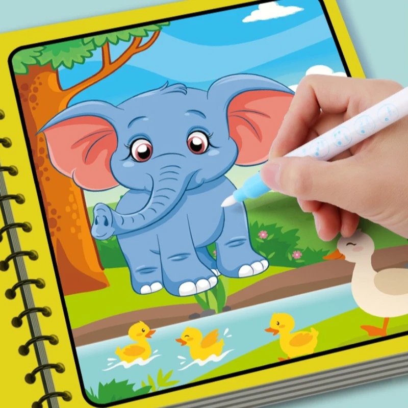 Livre de dessin à l'eau magique, 1 ensemble, peinture colorée Montessori réutilisable avec brosse, cadeau Graffiti pour Festival d'anniversaire