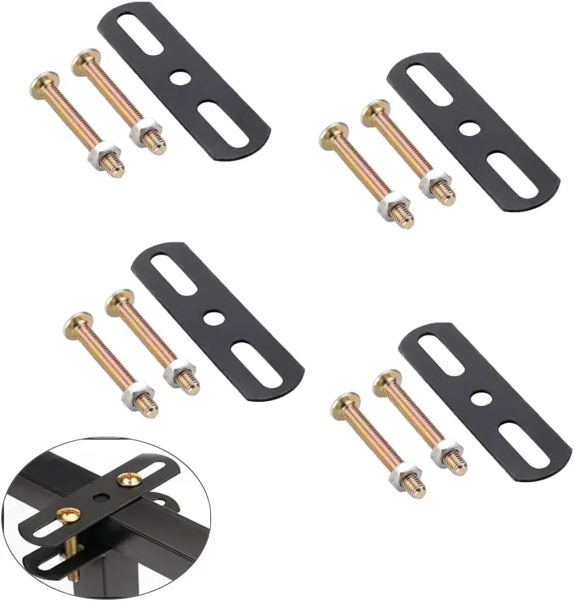 

4 Set Bed Support Legs Mending Plate with Mounting Screws Bolts Hardware Flat Plate Straight Bracket Brace for Adjustable Height