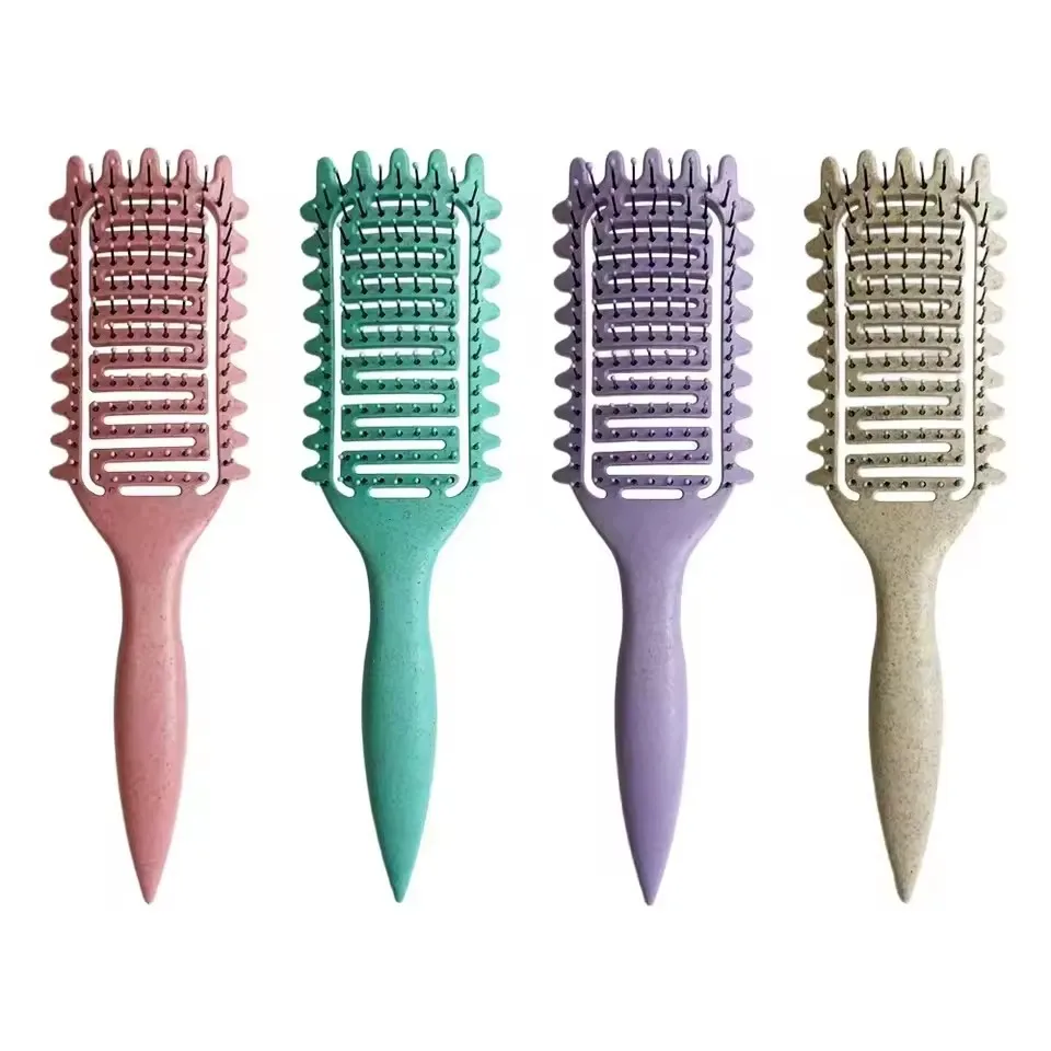Cepillo para Definir Rizos, Cepillo Desenredante de Cerdas de Jabalí Huecas, Peine para Desenredar el Cabello, Herramientas para Dar Forma y Definir Rizos
