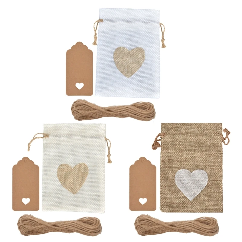 

Pack of 51 Love Heart Burlap Bags Stylish Gift Packaging Bag Fashionable Storage Bag for Jewelry and Small C1FC