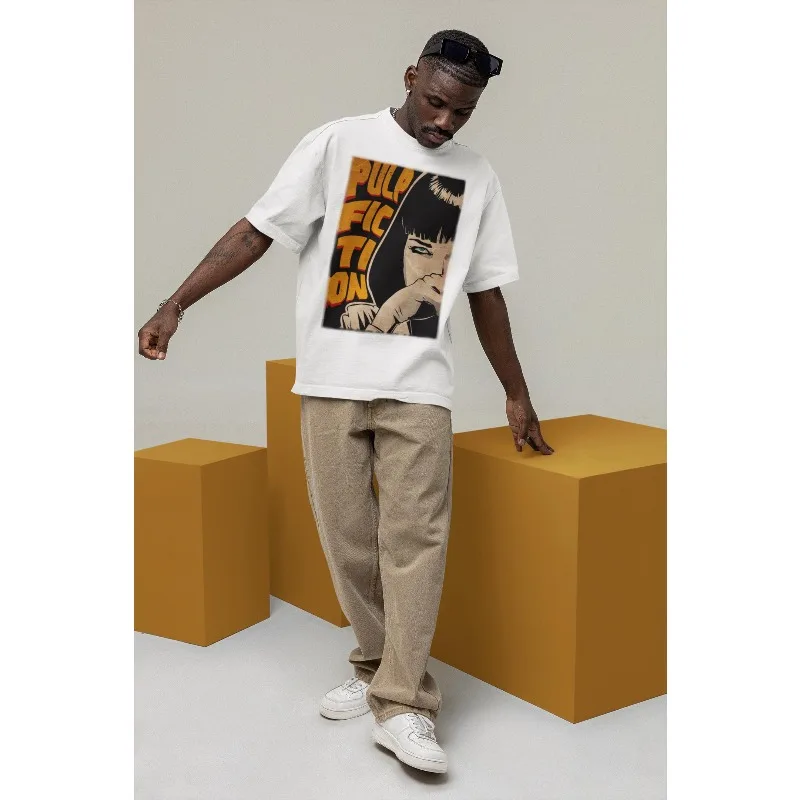 Pulp Fiction T-shirt: Retro Movie Pattern T-shirt for Women, Summer New Unisex High Street T-shirt