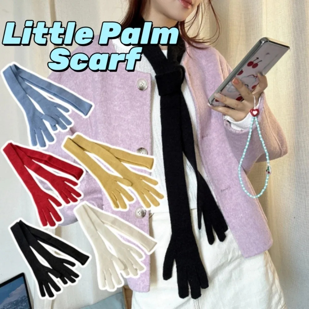 

Lightweight Little Palm Scarf Korean Style Acrylic Fibers Long and Thin Scarf Solid Color Multifunctional Creative Belt