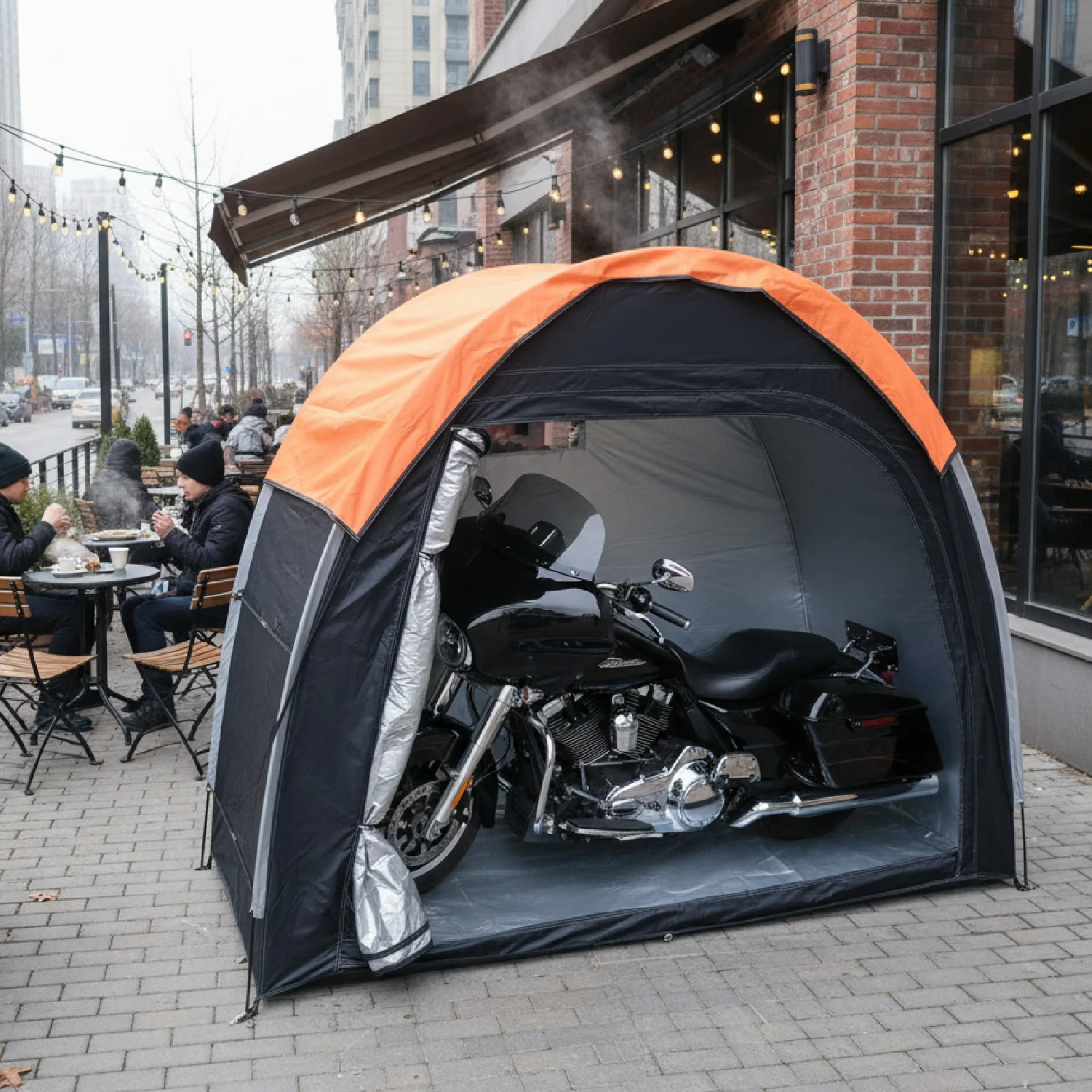 Outdoor Bike Rain Shelter Tent Portable with Storage Aluminum Alloy Frame Ideal for Cycling Trips
