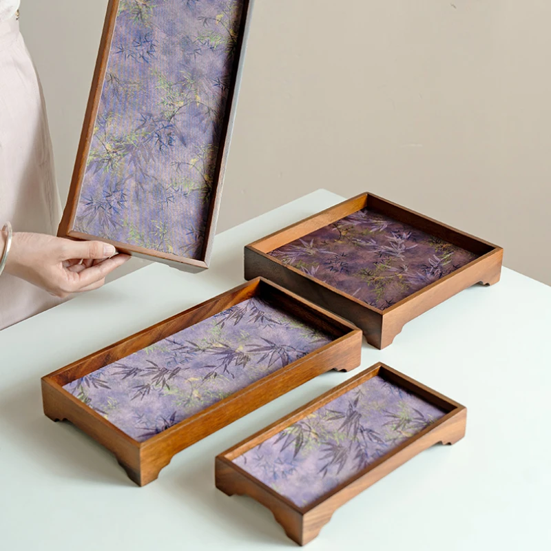 

Walnut Dry Bubble Tray Elegant Solid Wood Tea Collection Tray Brocade Multi-function Tray Household New Chinese Style