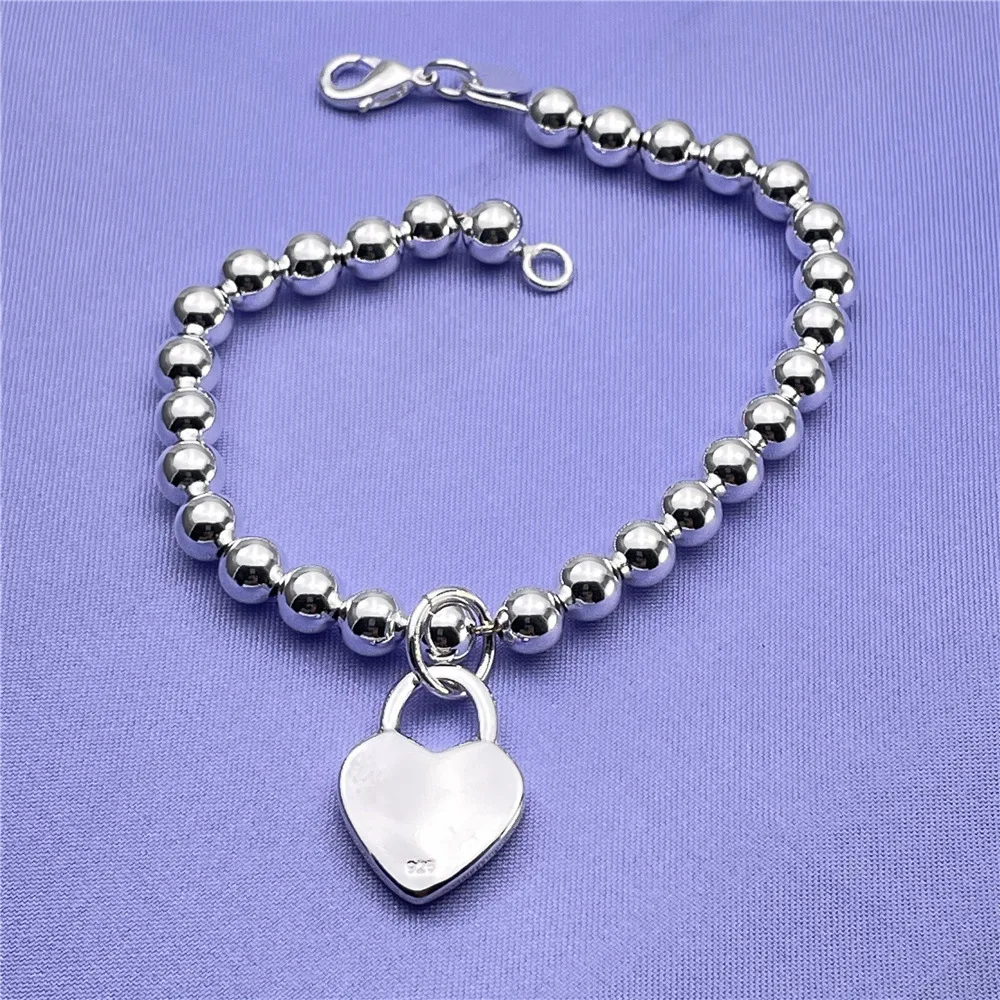 Street wild 925 sterling Silver charms Heart Pendant Bracelets for Women Fashion party wedding Original jewelry Holiday gifts