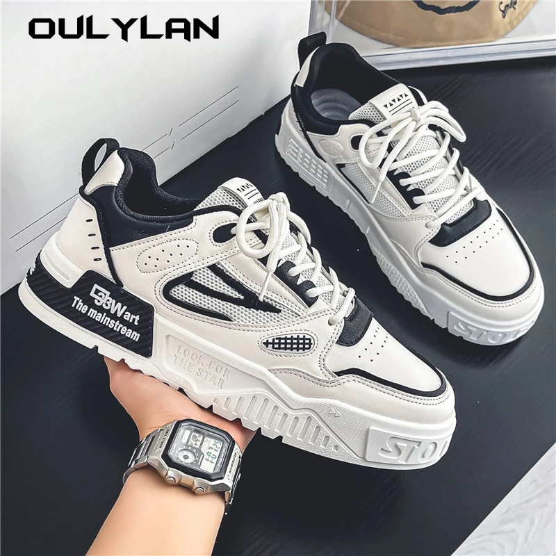 Fashion Men\'s Shoes Casual White Skateboard Shoes Summer Popular Versatile Sneakers Mens Thick Sole Breathable Korean Board Shoe