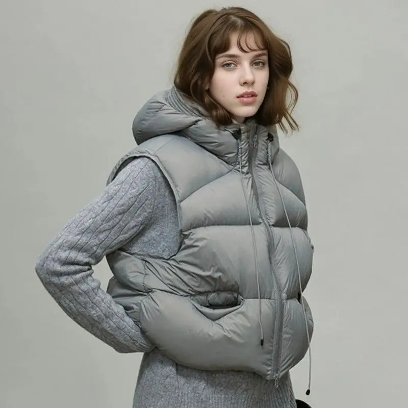 

Vests Waistcoats Thick Womens Woman Spring Cotton-Padded Cropped Fitted Minimalism Daily Breathable Cleanfit Easy Care Urban Y2K