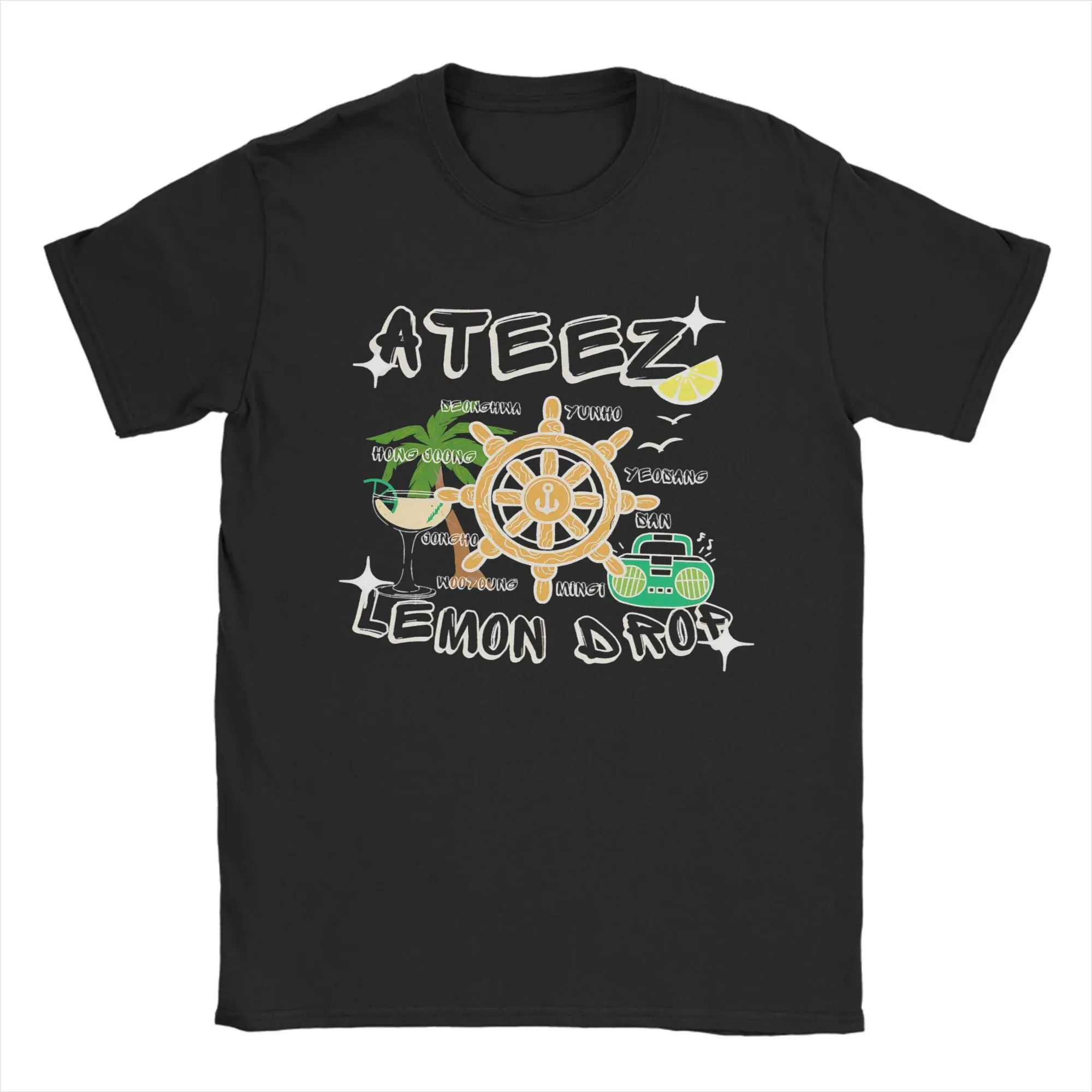 تي شيرت مطبوع عليه رسومات Ateezed Lemon Drop 2025 موسيقى البوب للرجال والنساء 100% قطن تي شيرت بأكمام قصيرة