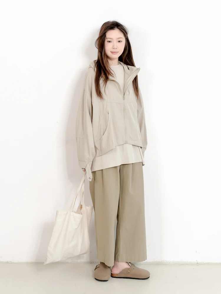 

KNgs, весна-осень, винтажная повседневная свободная рабочая одежда с капюшоном из чистого хлопка, открытый кардиган, длинная ветровка Sve, женская куртка...