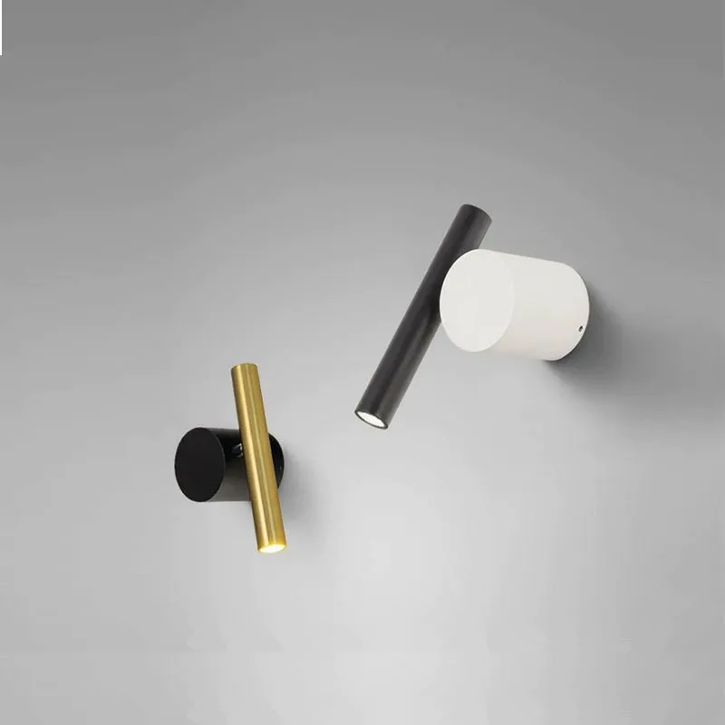 Nordic Modern Rotatable Spotlight Minimalist Wall Lamp for Bedroom New Hotel Headboard Reading Light Simple Design