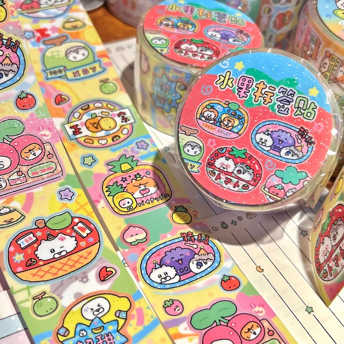 مجموعة Qianbi Roll Collection Die Cutting Sticker Roll Text مجلة لطيفة متعددة الاستخدامات