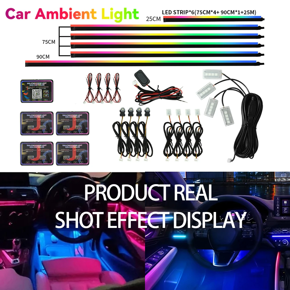 

Ambient Interior LED Lights For Tesla Model 3 Y S X Full Color RGB LED USB APP Control Remote Acrylic Atmosphere 12V