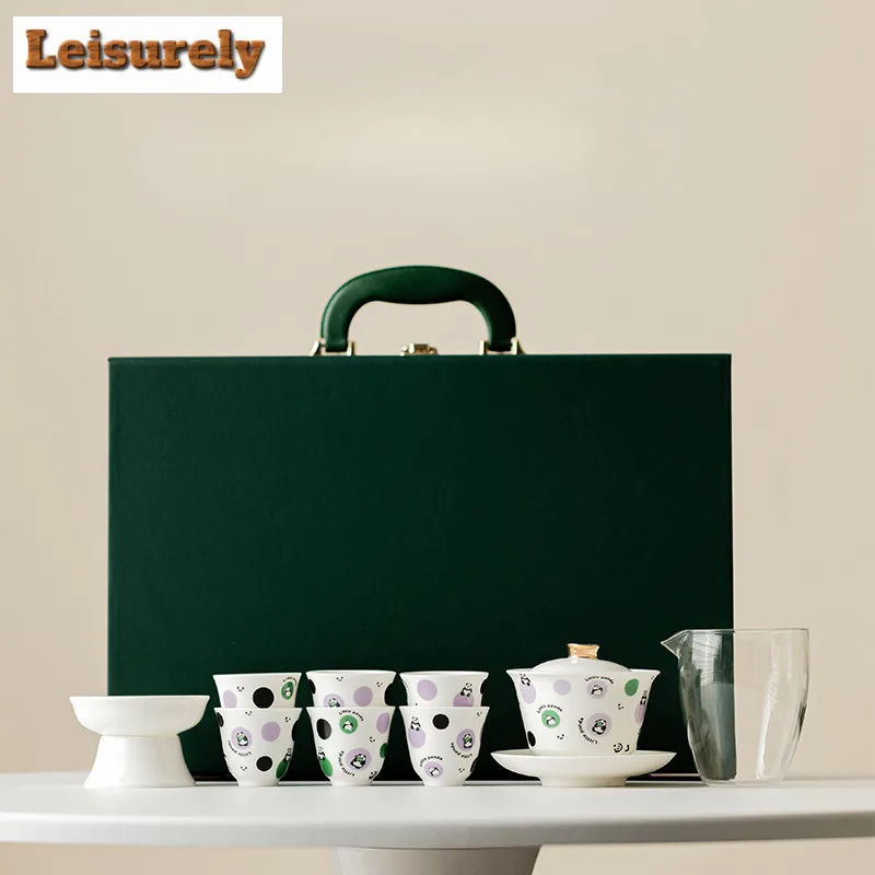 

Cute Panda Ceramic Tea Set Complete Set Zen Tea Ceremony Set Household Teapot and Tea Cup Set Tea Services Supplies Decoration