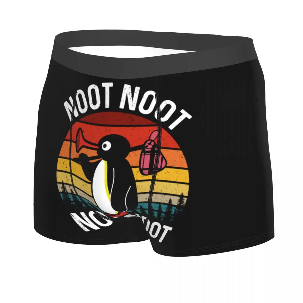 Custom Funny Meme Pingu Noot Noot Underwear Men Breathable Cartoon Penguin Boxer Briefs Shorts Panties Soft Underpants For Homme