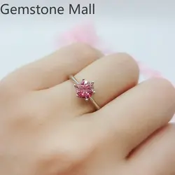Classic Engagement Ring for Woman 6.5mm 1ct Pink Moissanite Ring 18K Gold Plating 925 Silver Moissanite Jewelry