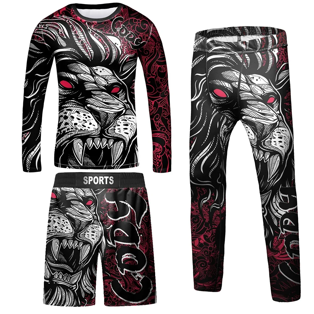 Kids MMA Compression Jersey BJJ Rashguard Boys Baby Girl Clothing Set Boxing T-shirt Shorts Bear Sweatshirt Pants Suits Outfits