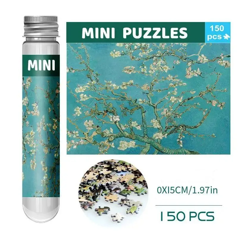 

150PCS 15*10cm Mini Test Tube Jigsaw Puzzle Apric Decompression Toys Van Gogh Oil Painting Puzzles For Adult Family Game Toy