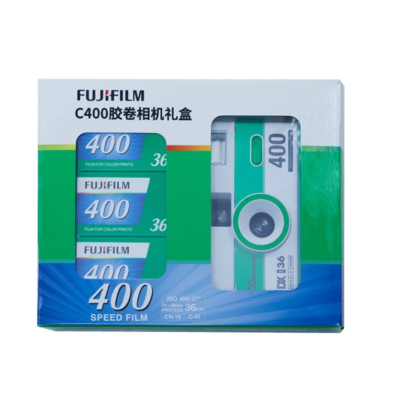 Fujifilm c400 filme câmera traz 3 rolos de filme composto 135 máquina de filme estudante presente de aniversário conjunto