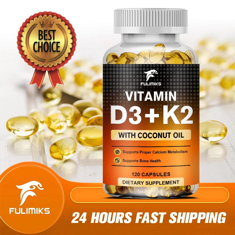 

Витамин D3 и K2 в качестве MK-7 — поддержка иммунитета и настроения, для здоровья костей и зубов — высоко биодоступен — 120 капсул