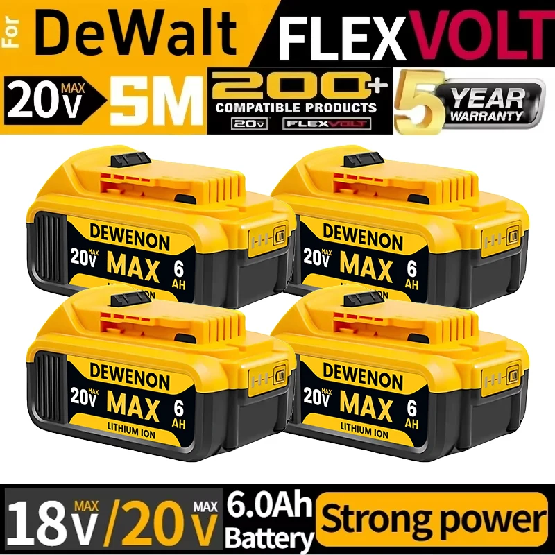 

100% Original 18V 5Ah 6Ah Battery Compatible DeWalt power Tools DCF887 DCG405 DCD791 DCF922 20V Lithium Battery Replacement