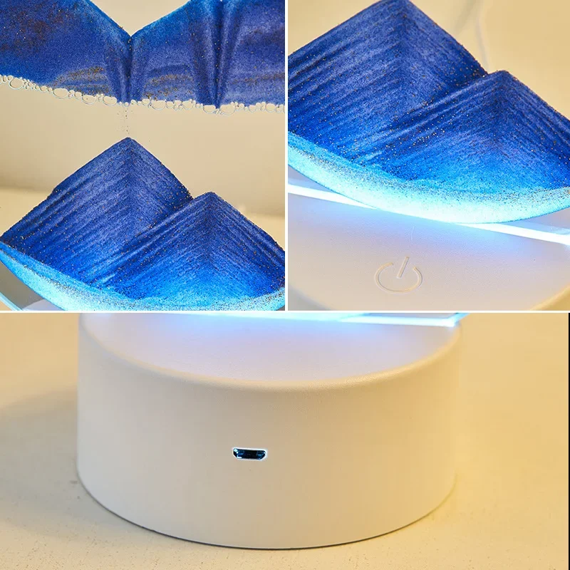 Lampe sablier 3D à LED avec affichage de la mer profonde, lampe sablier RVB, cadre d'art de sable mobile, veilleuse, cadeau de nouvel an, 16 couleurs