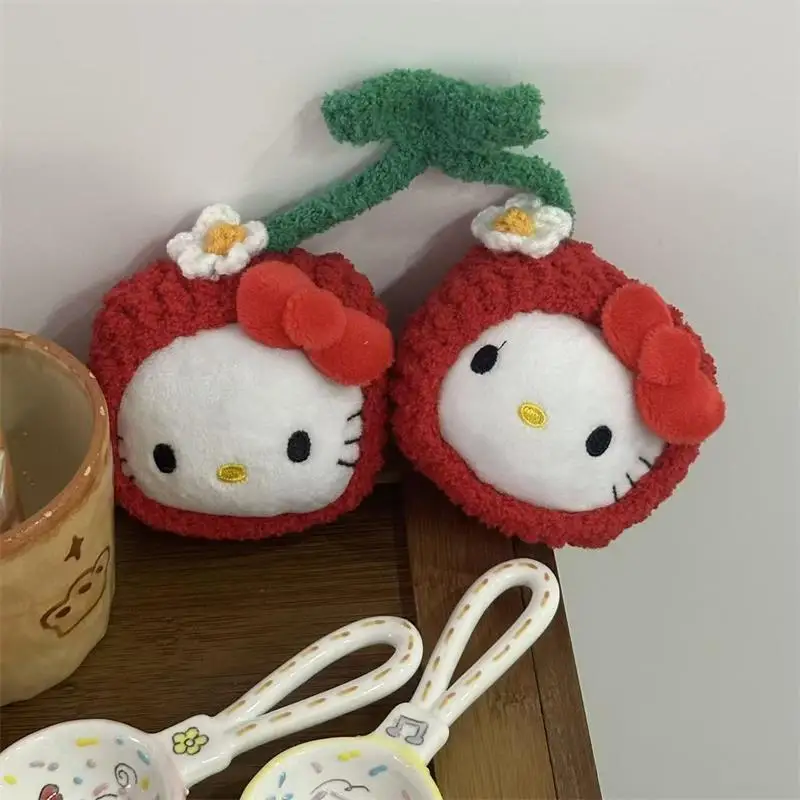 Opaska do włosów z serii Cartoon Kawaii Cherry, Hello Kitty, urocza pluszowa lalka z dużą głową, zawieszka do torebki dla dziewczynek, breloczek do kluczy z owocem, dekoracja, prezent, nowość