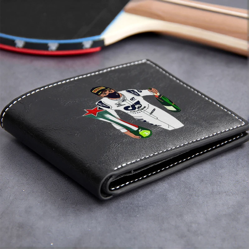 F1 Champion Design PU Leather Wallet for Men Lightweight Durable Business Style Compact Wallet with Racing Driver Graphic