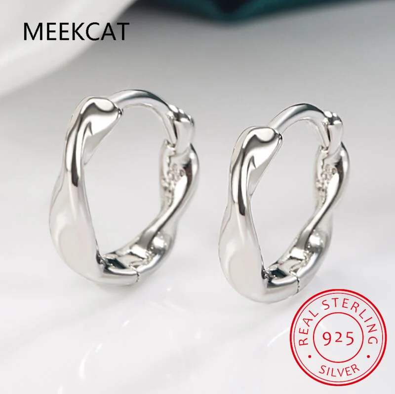 Real 925 Sterling Silver Mobius Strip Hoop Earrings for Fashion Women Geometric Fine Jewelry Minimalist Accessories