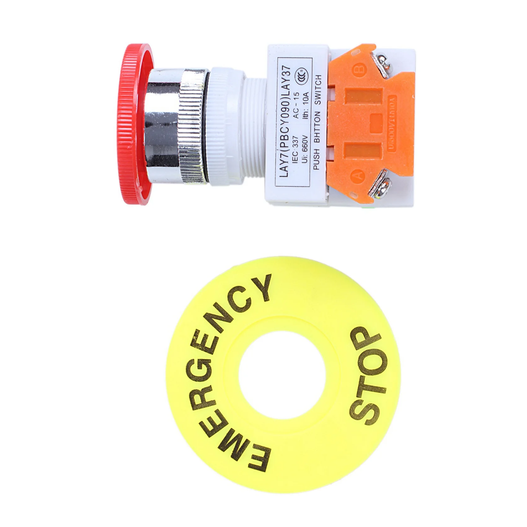ABZC 5X Red Mushroom Cap DPST Emergency Stop Push Button Switch 1NO 1NC AC 660V 10A 22mm