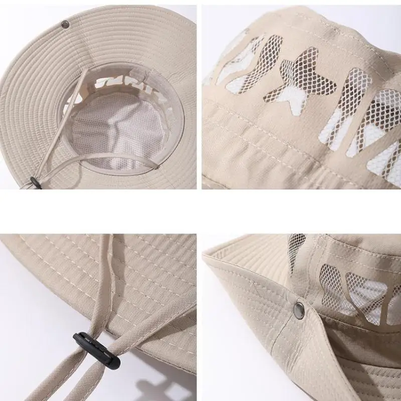 Summer Hat Men Fisherman Cap Outdoor Sunshade Sun Fishing Hat Male Big Wide Brim Breathable Thin Sunscreen Mountaineering Sunhat