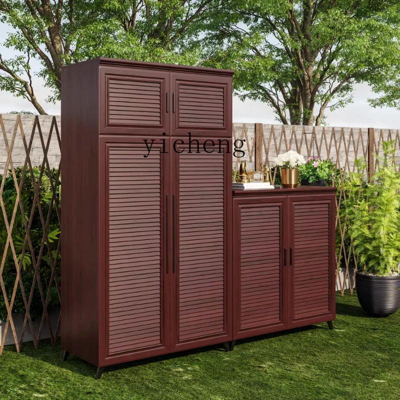 HYS  balcony garden tools sundries storage cabinet outdoor balcony high and low combination cabinet